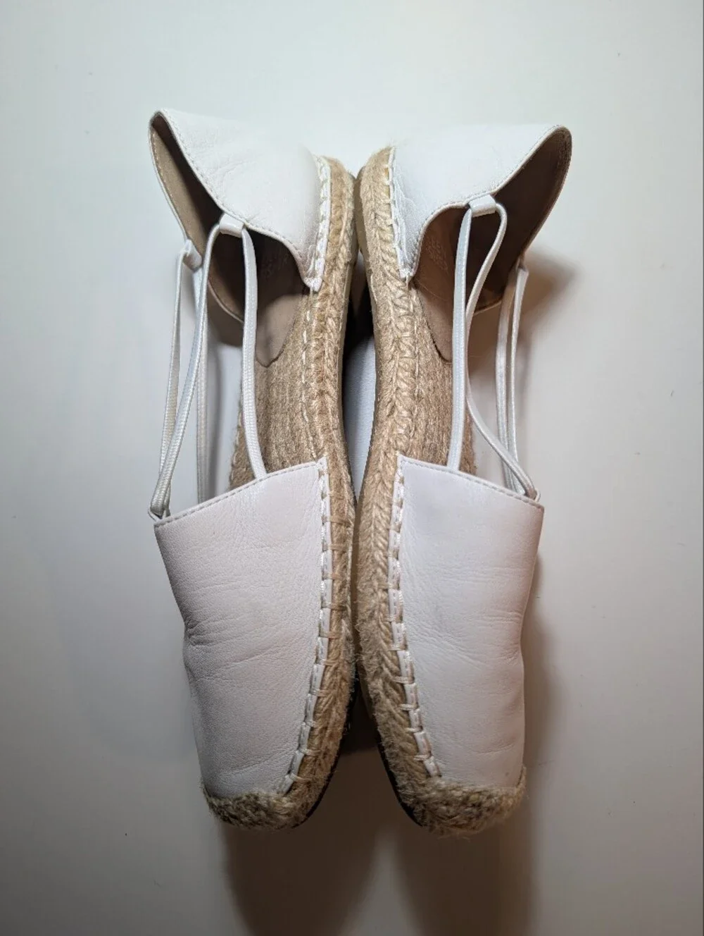 Eileen Fisher Cream Leather Espadrille Slingback Flats Size 7.5